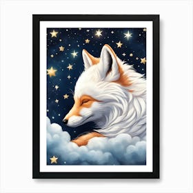 Fox Sleeping In The Clouds-Peaceful Art Print