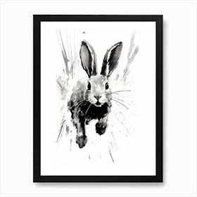 Rabbit Prints Black And White Ink 9 Art Print