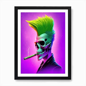 Punk Skull Smoking Art Print