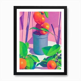 Tangerine Risograph Retro Poster Fruit Art Print