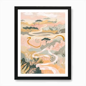 Snakes Pastels Jungle Illustration 1 Art Print