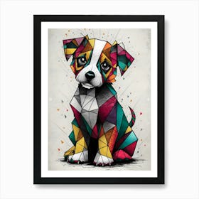 Geometric Dog Canvas Art Art Print