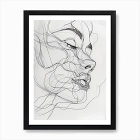 Line Drawing Of A Woman'S Face Art Print