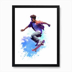Skateboarding In  Austin, United States Gradient Illustration 2 Art Print