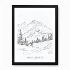 Mount Lafayette Usa Color Line Drawing 8 Poster Art Print