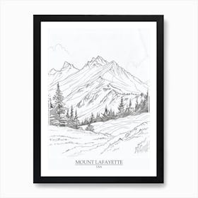 Mount Lafayette Usa Color Line Drawing 8 Poster Poster