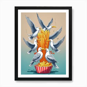 French Fries And Seagulls Art Print