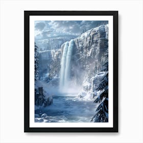 Snowy Winter Waterfall Art Print