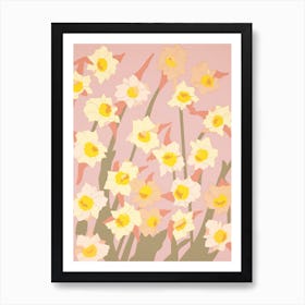 Daffodils Flower Big Bold Illustration 3 Art Print