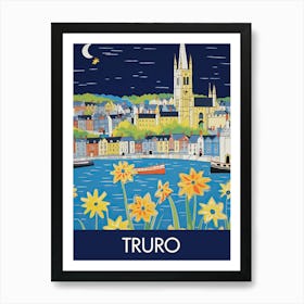 Truro England Night Travel Print Painting Cute Art Print