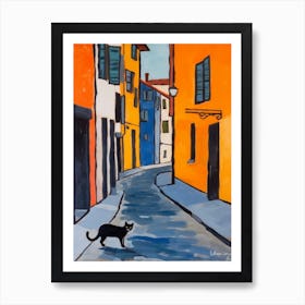 Painting Of Florence With A Cat 2 In The Style Of Matisse Art Print