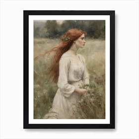 Girl In A Field  Art Print
