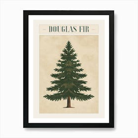 Douglas Fir Tree Minimal Japandi Illustration 4 Poster Art Print