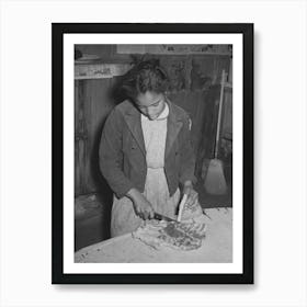 Daughter Of Pomp Hall, Tenant Farmer, Slicing Bacon, Creek County, Oklahoma, See General Caption Number 23 By Art Print