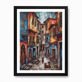 Painting Of Buenos Aires With A Cat In The Style Of Renaissance, Da Vinci 4 Art Print