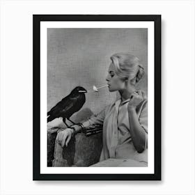 Crow Lights Woman S Cigarette Art Print