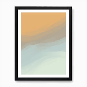Minimal art abstract watercolor painting of fog and sun Art Print