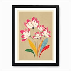 Mid Century Abstract Flowers 02 Art Print