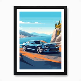 A Chevrolet Camaro In Amalfi Coast, Italy, Car Illustration 4 Art Print