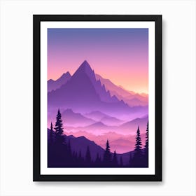 Misty Mountains Vertical Composition In Purple Tone 51 Art Print