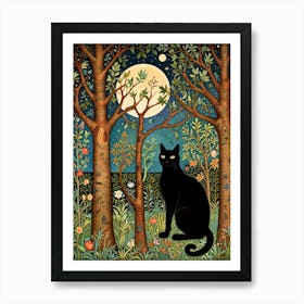 William Morris Black Cat In The Forest 6 Art Print