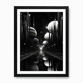 Parallel Universes Abstract Black And White 5 Art Print