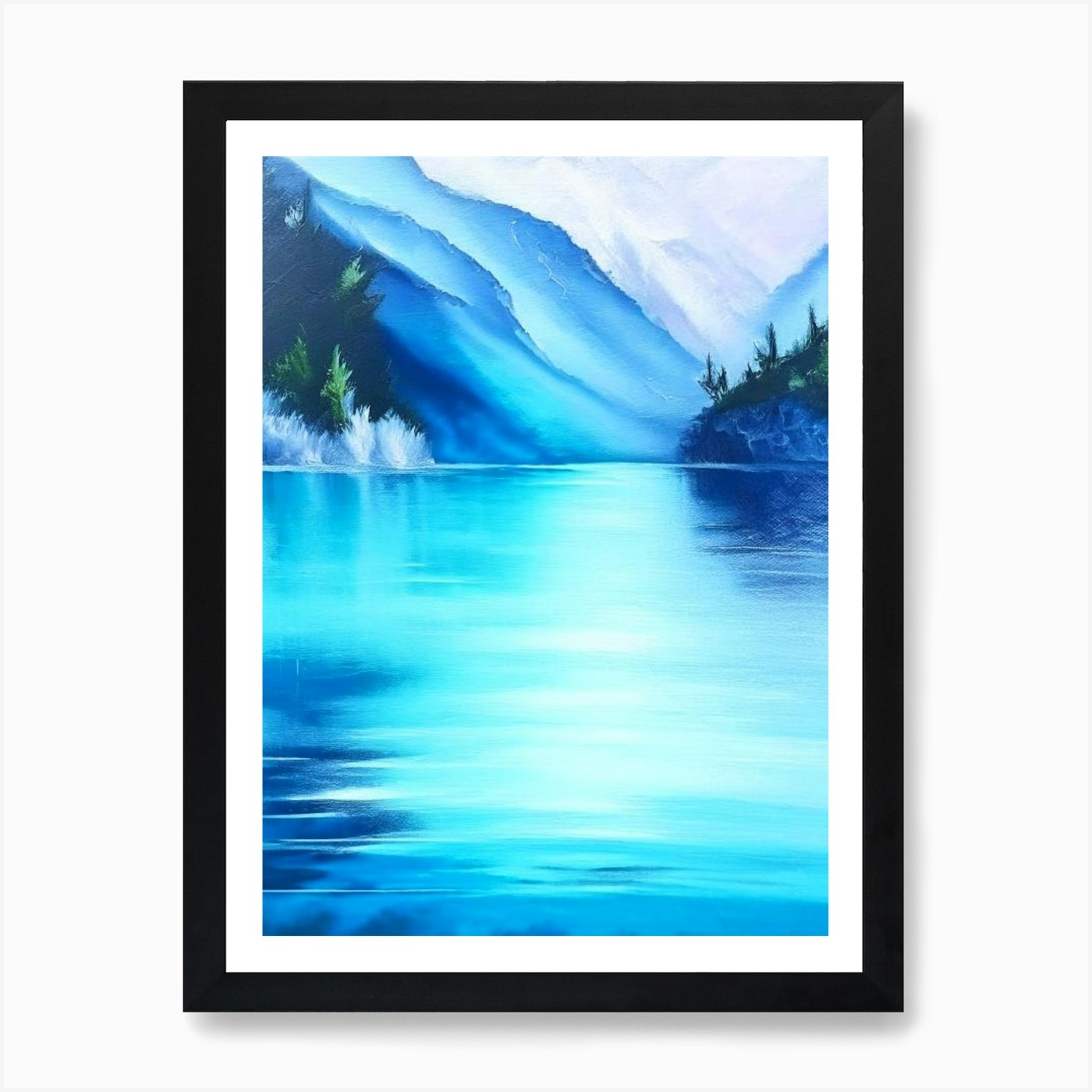 Blue Lake Landscapes Waterscape Mar Framed Wall Art Poster Canvas Print Picture - Picture 2 of 4
