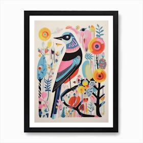Colourful Scandi Bird Cuckoo 2 Art Print