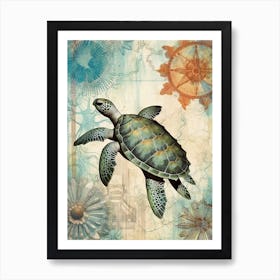 Beach House Sea Turtle  2 Art Print