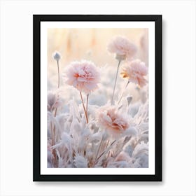 Frosty Botanical Carnation 2 Art Print