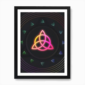 Neon Geometric Glyph in Pink and Yellow Circle Array on Black n.0006 Art Print