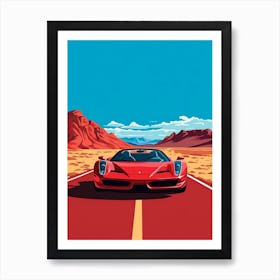 A Ferrari Enzo In The Andean Crossing Patagonia Illustration 2 Art Print