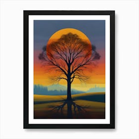 Tree At Sunset 1 Art Print