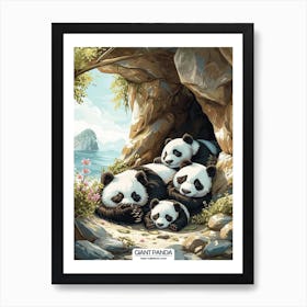 Giant Panda Family Sleeping In A Cave Poster 2 Art Print