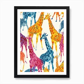 Giraffe Colourful Watercolour Pattern 1 Art Print