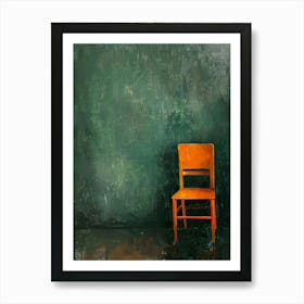 Orange Chair In A Green Room Art Print