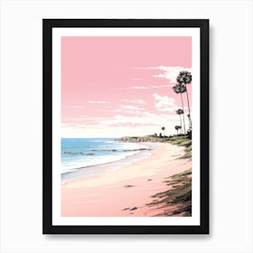 An Illustration In Pink Tones Of  Grange Beach Australia 3 Art Print