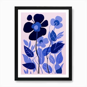 Blue Flower Illustration Lilac 4 Art Print