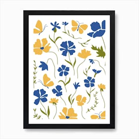 Blue And Yellow Flowers Art Print