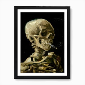 Skull of a Skeleton with Burning Cigarette - Vincent Van Gogh circa 1880 Vintage Horror Satirical Death Cool Spooky Famous Smoking Art Print