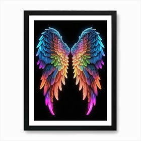 Neon Angel Wings 10 Art Print