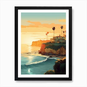 La Jolla Cove San Diego California Mediterranean Style Illustration 2 Art Print