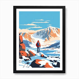 Retro Winter Illustration Snowdonia United Kingdom 3 Art Print