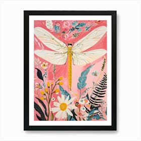 Floral Animal Painting Dragonfly 3 Art Print