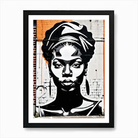 Vintage Graffiti Mural Of Beautiful Black Woman 49 Art Print