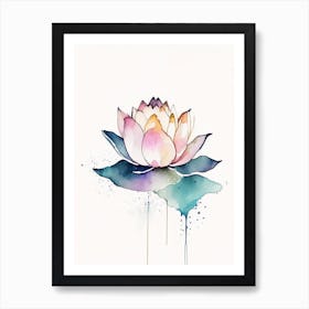 Lotus Flower, Buddhist Symbol Minimal Watercolour 4 Art Print