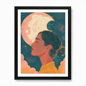 Moon And Stars Art Print