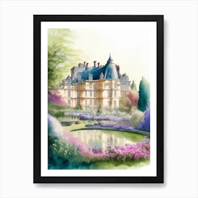 Château De Villandry Gardens, 2, France Pastel Watercolour Art Print