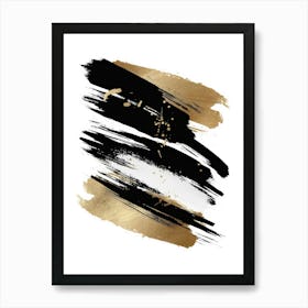 Gold And Black Brush Strokes 48 Art Print