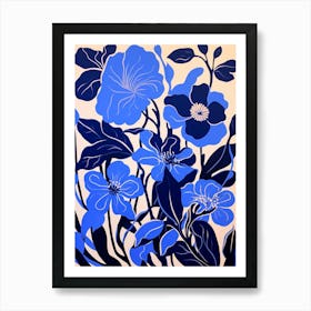 Blue Flower Illustration Orchid 2 Art Print